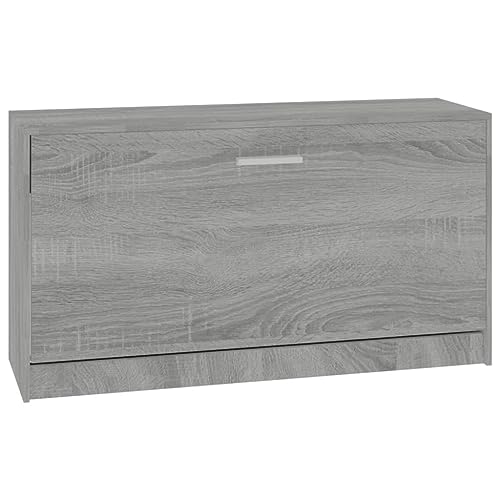 vidaXL Schuhbank Schuhschrank Schuhregal Sitztruhe Schuhständer Flurschrank Sitzbank Bank Flurbank Stauraum Grau Sonoma 80x24x45cm Holzwerkstoff