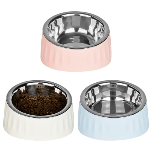 YYTECH 3 Stück Katzennapf Edelstahl 15 Schräg Futternapf Katze Set Erhöhter Fressnapf Katze Hundenapf Fressnapf Für Katze Hunde Wasser Fütterung Schüssel Abnehmbarer Katzennäpfe für Wasser Snack