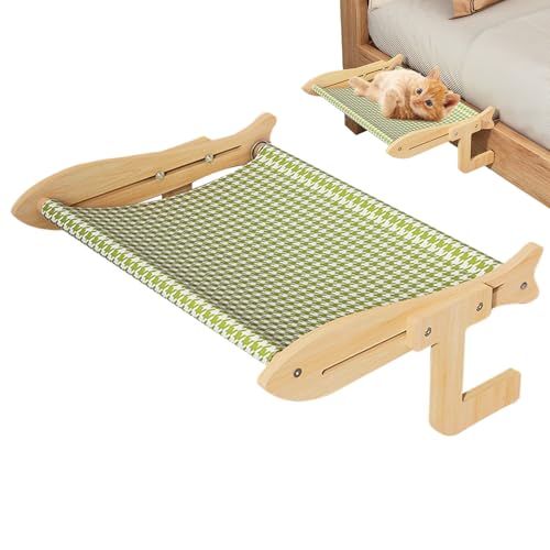 Katzen Fensterplatz - Katzen Hängematte Fensterbank - Atmungsaktiver Robuster Holzrahmen Platzsparendes Möbelstück Für Kätzchen Senioren Haustiere Terassenbett Fensterbank