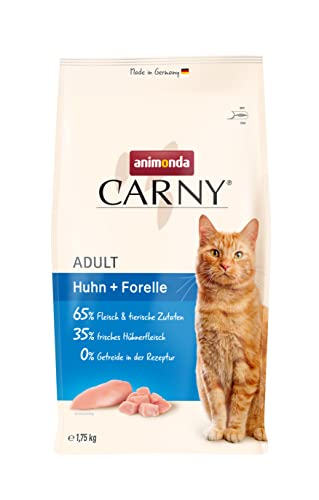 animonda Carny Adult Huhn Forelle 1 75kg Adult Trockenfutter für ausgewachsene ohne Getreide und Zucker Katzentrockenfutter mit 65 % Fleisch und Fisch