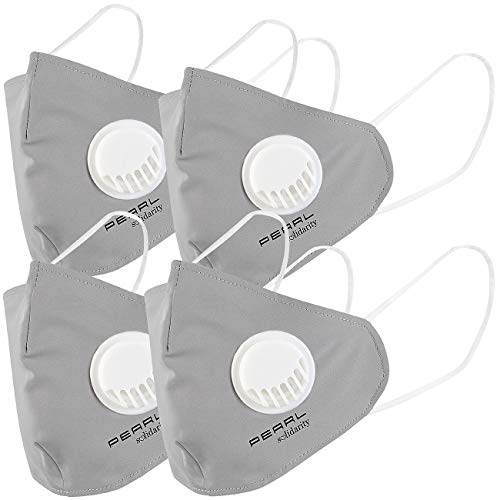 PEARL Kindermaske 4er-Set Mund-Nasen-Stoffmasken mit Ventil waschbar Größe M Mundschutz-Masken Stoff Mund- Nase-Masken Stoff
