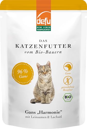 defu Katzenfutter 14 x 85 g Bio Gans Harmonie Nassfutter Premium Bio Katzenfutter Pate für Katzen