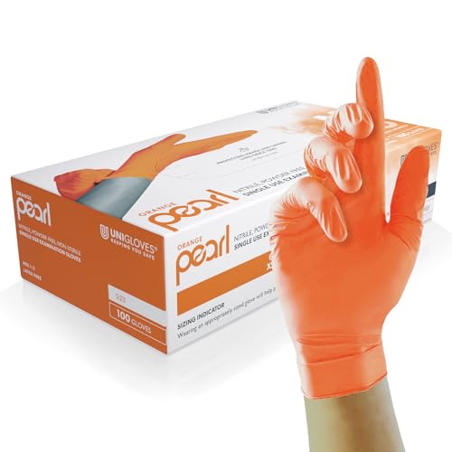 UNIGLOVES Orange Pearl Untersuchungshandschuhe   vielseitig einsetzbar puderfreie und latexfreie   Box mit 100 Handschuhen Orange Mittel GP0133