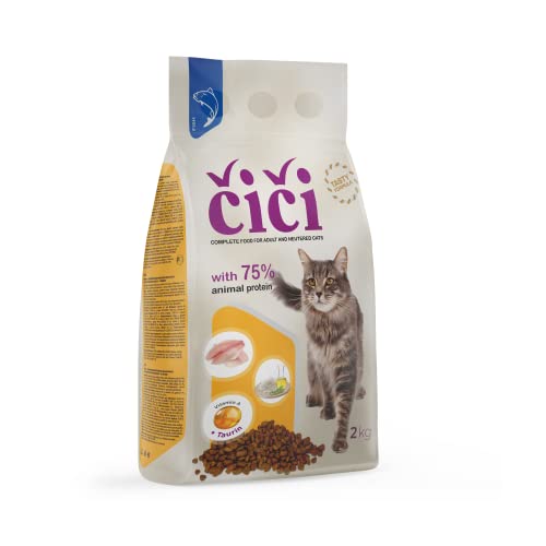 CiCi Komplett-Trockenfutter für Katzen für Erwachsene und kastrierte Katzen mit Fisch 2 kg