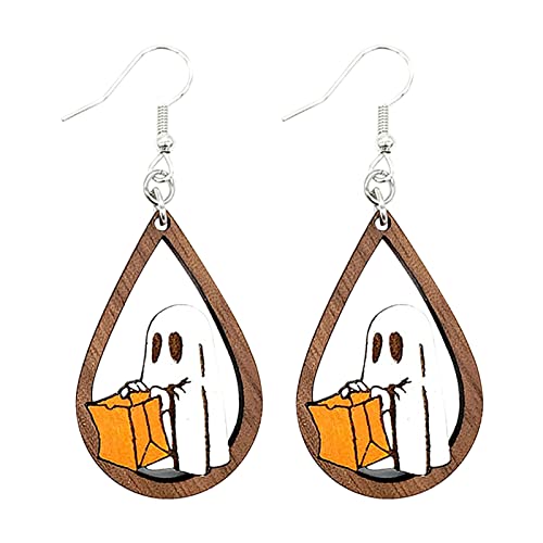 Ohrringe Silber 925 Creolen Ohrringe Gold Gespenst-Tropfen-Ohrringe aus Holz Geschenk aus Holz Teardrop-Ohrringe Hängende hölzerne Teardrop-Kaninchen-Ohrringe Kristall Ohrringe Blau White One Size