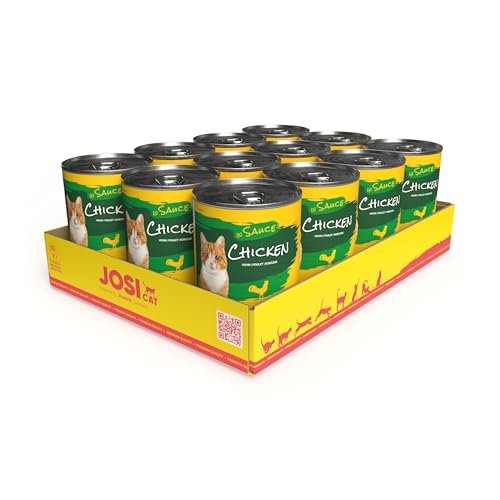 JosiCat Chicken Sauce 12x 415g Nassfutter für Huhn Sauce Vitamin D3 E Powered by nass Alleinfuttermittel 12er