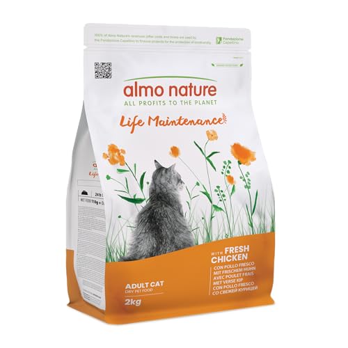 Almo Nature Life Maintenance - Trockenfutter für Ausgewachsene Katzen mit Frischem Huhn als Erstes Zutat - 2kg Beutel