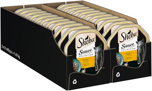 SHEBA Schale Nassfutter für Katzen Sauce Collection Frikassee mit Truthahn und Gemüse 2 x 11 x 85g
