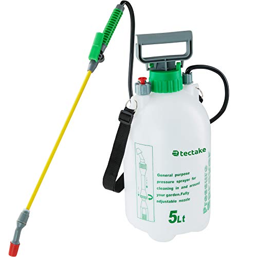 tectake 402574 - Drucksprüher 5 Liter Füllstandsanzeige Praktischer Pumphebel Verstellbarer Tragegurt