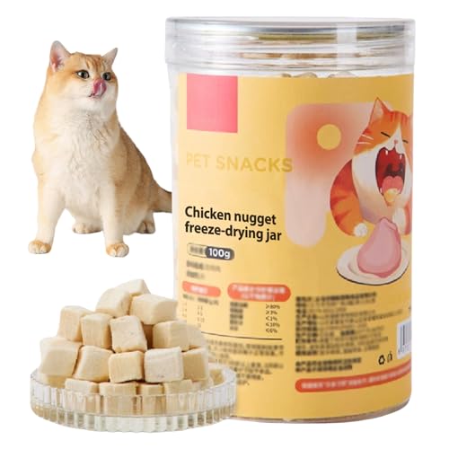 Sporgo 100g Katzengras Snack Gefriergetrocknet Snacks für Katzen Huhn Katzen Leckerlies für die Zahnpflege und Haarknäuel Entfernen Knuspriger Katzensnack Katzengras Beißstab Für Katzen