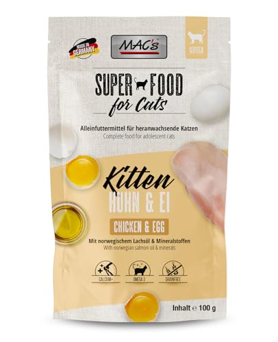 Mac s Cat Pouch Nassfutter für Kätzchen 12 x 100 g Huhn und Ei