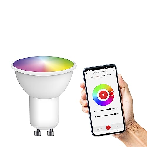 EMOS GoSmart LED-Reflektorlampe MR16 WiFi 4 8W Ersatz für 35W Helligkeit 400 lm RGB Lichtfarbe 2700-6500 K WiFi Konnektivität kompatibel mit Tuya GoSmart-App Sprach-Assistant GU10 Sockel Weiß