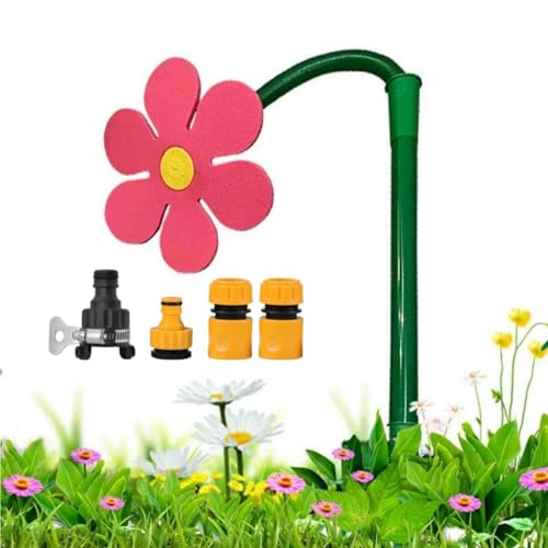 Crazy Daisy lustiger Gartensprinkler 360 drehbarer Sonnenblumen Hofsprinkler Gartengeräte für Kinder Rasen ässerung Rot