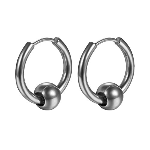 Ringset Schmuck Ohrringe Creolen Damen Herren mit Anhänger Kreis in acciiaio Edelstahl Farbe Silber Gold Schwarz 14 mm silber schwarz