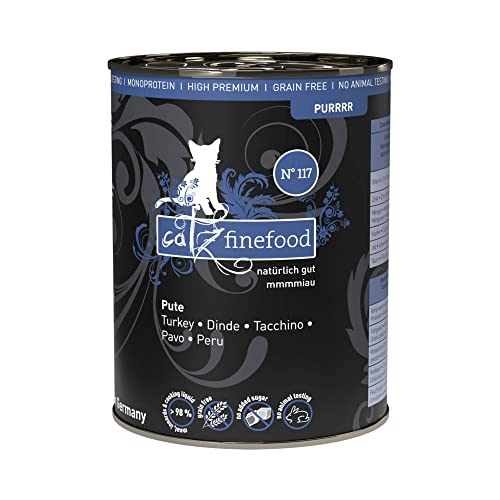 catz finefood Purrrr Pute Monoprotein Katzenfutter nass N 117 für ernährungssensible Katzen 70% Fleischanteil 6 x 400g Dose