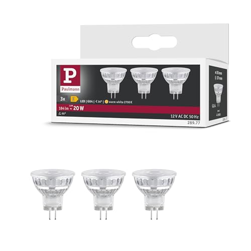 Paulmann 28977 Standard 12V LED Reflektor GU4 12V 3er-Pack 3x1 8W 3x184lm 35mm Silber Glas 2700K - Warmweiß Leuchtmittel
