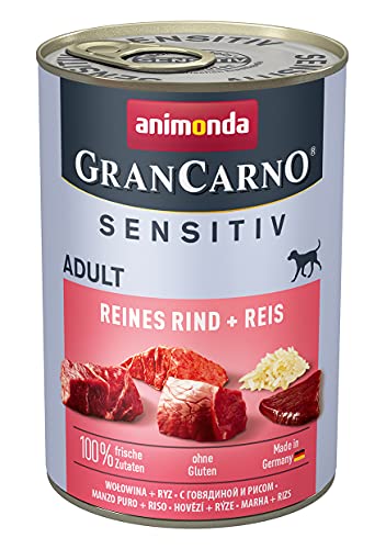 animonda Gran Carno Adult Sensitiv Hundefutter Nassfutter für ausgewachsene Hunde Reines Rind Reis 6 x 400 g