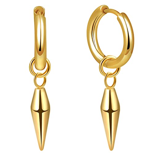 feilok Edelstahl Creolen Ohrringe fÃ¼r Herren Damen Ohrringe mit AnhÃ¤nger Ohrringe MÃ¤nner Spike Ohrringe HÃ¤ngend Gold Ohrringe Creolen mit AnhÃ¤nger