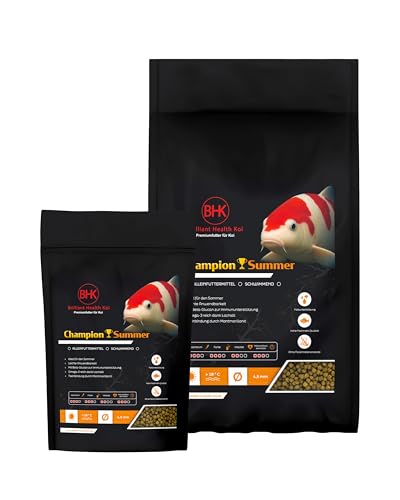 BHK Koi Futter Champion Summer 5kg Schwimmende 4 5mm Pellets Sommerfutter ab 18 C Für Wachstum Farbentwicklung Vitalität