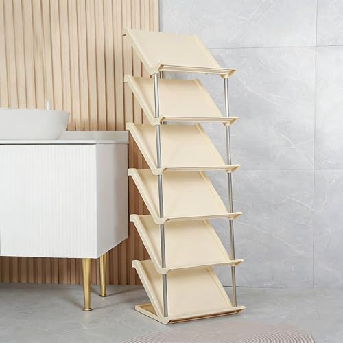 SXKLYRF Schuhregal Stapelbar Schuh Organizer 2 3 4 5 6 7 8-Stöckiger Schuhregal Hoch Schmal für Kleiderschrank Eingangsbereich Wohnzimmer Black 27x27x120cm 11x11x47in