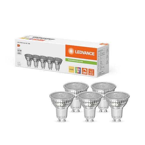 LEDVANCE 5x LED PAR16 DIM P Warmweiß GU10 4 5W 350lm 3000K CRI90 36 Abstrahlwinkel Dimmbar 50W Halogen-Ersatz 220-240V 5er SPARPACK