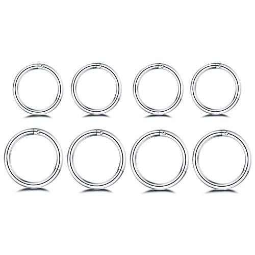 8 Stück Chirurgenstahl 16G Sleeper Knorpel winzige kleine Creolen Mini Septum Scharnier Clicker Nasenring Helix Tragus Piercings 8 mm 10 mm Set Edelstahl