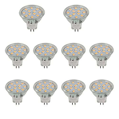 VBLED 10er Pack GU4 MR11 12VDC LED Leuchtmittel Dimmbar 3000K Warmweiß 210LM 2W Leuchtmittel ersetzt 20W 30W 35W Halogenlampen