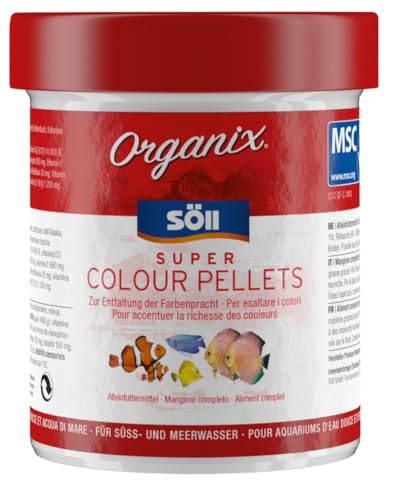 Söll Organix Super Colour Pellets   Fischfutter mit natürlichen Farbpigmenten für Farbenpracht Fischgesundheit von Zierfischen in Süß  Meerwasseraquarium