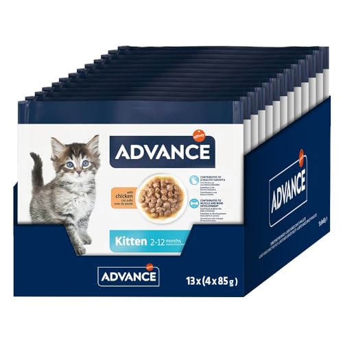Advance Nassfutter für Kätzchen mit Hühnchen 13 Flowpacks 4 x 85 g