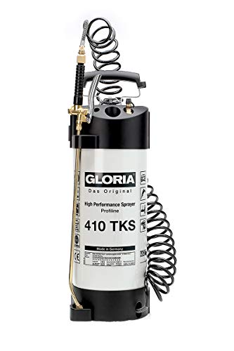 GLORIA Hochleistungssprühgerät 410 TKS Profiline 10 L Füllinhalt Profi-Drucksprüher aus Stahl Mit Manometer Kompressoranschluss Spiralschlauch 6 bar Ölfest