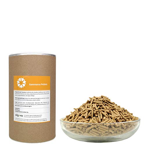 algova Gammarus Pellets 2 5mm Bachflohkrebse Natur-Sinkfutter für Aquarienfische Cichliden Diskus Welse Teichfische Koi Goldfische Stör Wasserschildkröten Vögel Hühner 600g