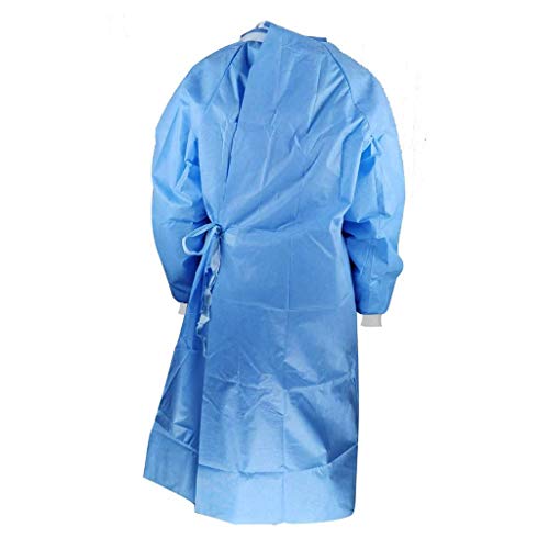 CRE87 1 10 20 Stück Mann und Frauen Schutzanzug Mehrweg Isolationskittel Non Woven Medizin OP Kittel Staubdicht Antibeschlag Wasserdicht Staubfreie Arbeitskleidung Schutzkleidung C Blau 10PCS L