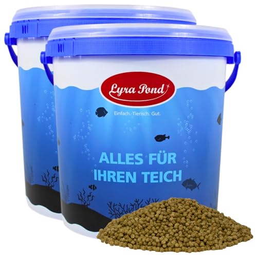 Lyra Pond 2 x 10 L Pond Koi Beauty Pellets Staple im Eimer Kräftigt die Farben der Teichfische Proteinreiches Fischfutter Teichfutter mit Insektenmehl Spirulina Geringer Energiegehalt