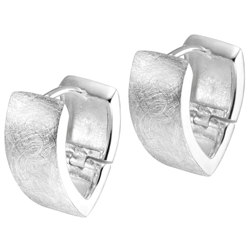 Vinani Klapp-Creolen V-Form breit gebürstet Sterling Silber 925 Ohrringe CJB