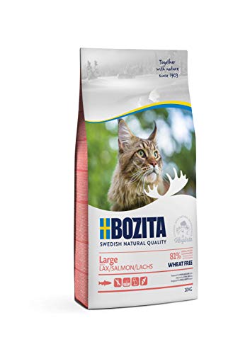 BOZITA Large Weizenfrei Lachs - Trockenfutter für erwachsene Katzen großer Rassen 10 kg