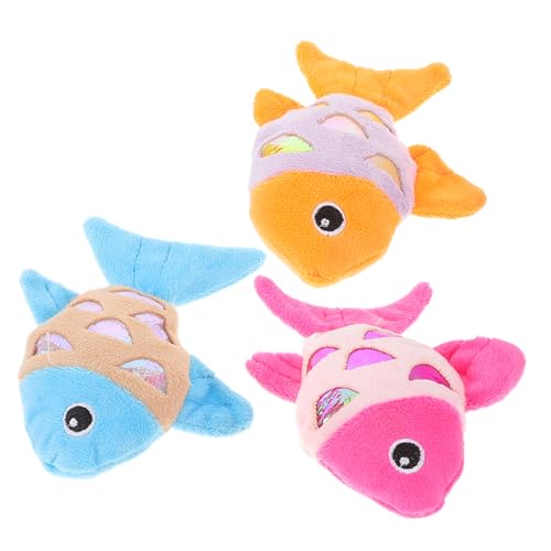 ERINGOGO 3 Teiliges Katzenspielzeug Katzenspielspielzeug Plüschfischspielzeug Interaktives Katzenplüschspielzeug Fisch Für Katzen Im Innenbereich Ausgestopftes Zufällige Farbe