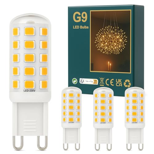 Ugvmn G9 LED Leuchtmittel 3W Warmweiß 2700K 580LM GU9 LEDs Birne entspricht 40W Halogenlampe Kein Flackern G 9 LED Glühbirne Lampe G9 Enegiesparende Nicht Dimmbar 4er Pack
