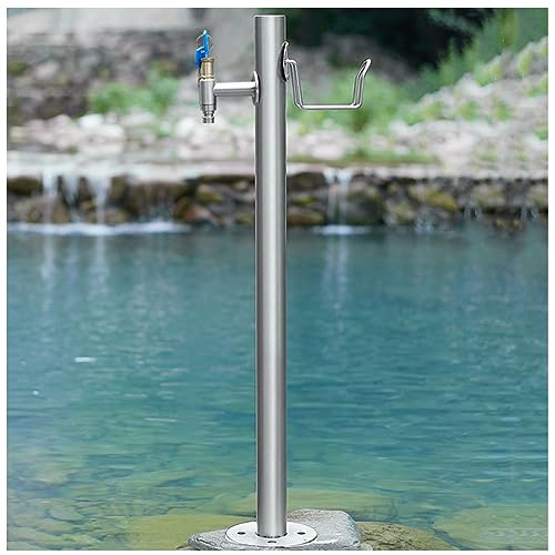 Generisch Gartenwassersäule aus Edelstahl mit Wasserhahn frostsicherer bodenstehender Hydrant Wasserhahnständer für den Außenbereich zum Waschen und Bewässern robuster Schlauchhalter