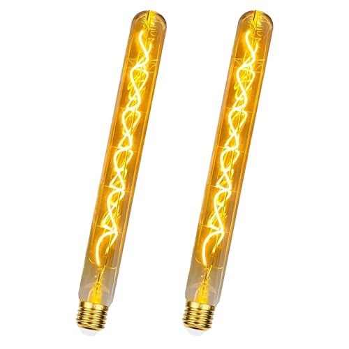 KANQIAO E27 LED Vintage Glühbirne Edison Vintage Glühbirne E27 Dimmbar 4W LED Röhre in 300mm Länge Retro Lampe Warmweiß Flötenrohr Ideal für Wandlampe Steampunk-Lampen Stehlampe - 2 Stück