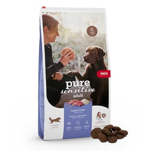 MERA pure sensitive Lamm Reis Hundefutter trocken für sensible Hunde Trockenfutter aus Lamm und Reis Futter für ausgewachsenen Hund ohne Weizen und Zucker 12 5 kg