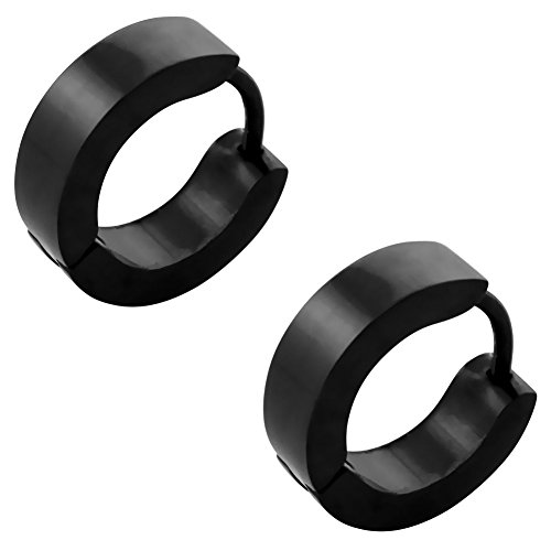 schmuxxi Creolen Ohrringe Klappcreolen I Edelstahl schwarz I hochwertig und modern I Schmuck Set für Damen und Herren