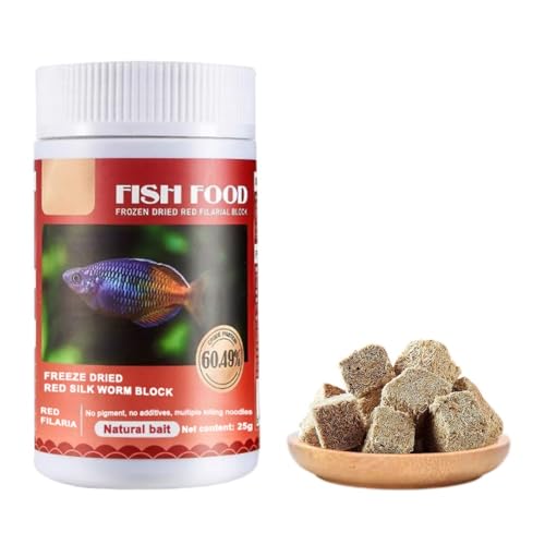 FACAIIO Gefriergetrocknetes Fischfutter mit rotem Blutwurm 60 49 % Protein reich an Astaxanthin und Algen für tropische Aquarienfische 200 500 ml