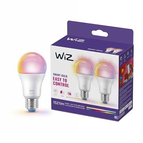 WiZ Smart LED A60-Lampe Color und Tunable White E27-Sockel äquivalent 100 W 2200 6500 K 1521 Lumen dimmbar funktioniert mit Alexa Google Assistant und Apple HomeKit 2er Pack