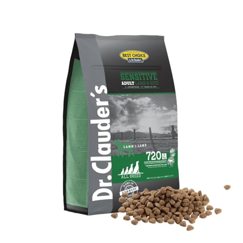 DR.CLAUDER S - Best Choice Sensitive Adult Trockenfutter für ausgewachsene Sensible Hunde zur Förderung der Verdauung und Vitalität. Alleinfutter im Beutel 4kg Lamm Reis
