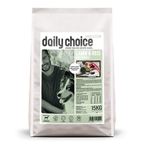 daily choice sensitiv   30kg   Trockenfutter für Hunde   Lamm Reis Erbsen   Monoprotein weizenfrei   Für ernährungssensible Hunde geeignet   Chicorr e Grünlippmuschel