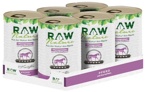 RAW Nature   Pferd Pur 6x400g   Kartoffeln   für   Hoher Fleischanteil   Monoprotein   Alleinfuttermittel   Getreidefreies Hundefutter 6er Pack