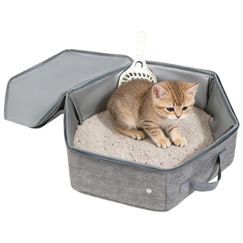 Acunny Katzenklo Für Hauskatzen Auslaufsicherer Und Wasserdichter Tragbarer Transportbehälter Reise Katzentoilette Mit Deckel Und Griff Tragbar - Für Auto Zuhause Innenbereich Außenbereich Kätzchen