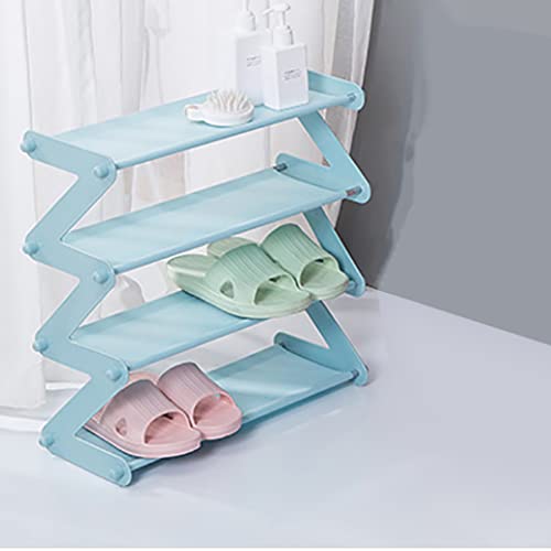 Blaues Schuhregal für Kinder montiert 4-stöckig für 8 12 Paar perfekt für Eingangsschrank Kinderzimmer platzsparendes Design