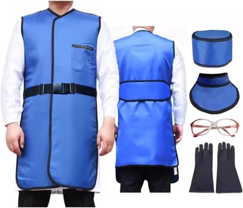 Kanduo Röntgen-Schutzkleidung Röntgen-Schutzschürze aus Blei Bleianzug-Set Röntgen-Weste aus Blei mit Schilddrüsenschutzkragen Mütze Bleibrille Bleihandschuhe 0.5 Mmpb S