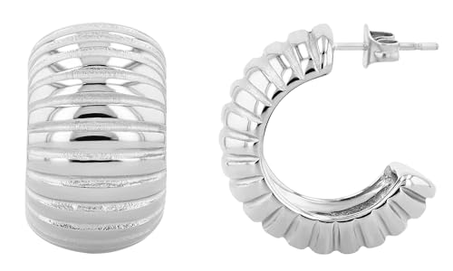 Akzent Wasserfeste Edelstahl Ohrringe Creolen in Silber für Damen 100% Wasserfest Hautverträglich